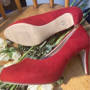 MADDEN GIRL 4” SUEDE HOT RED PUMPS